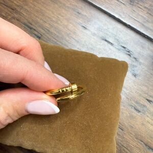 Gold-Plated Twisted Nail Stackable Ring Sz 9